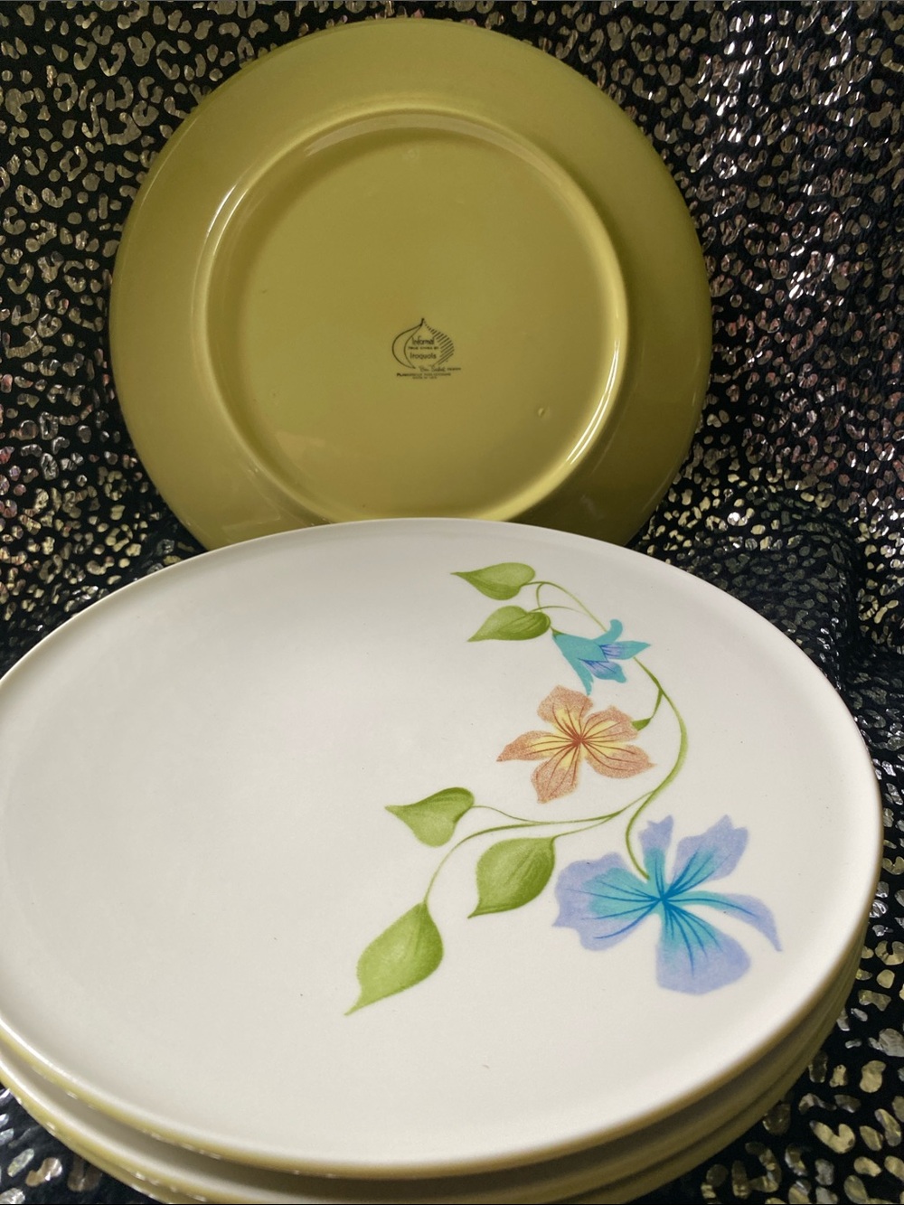 Vintage MCM Iroquois Dinner Plates Informal Sleepy Hollow Pattern